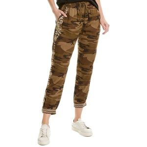 NWT Johnny Was Kemi Camo Embroidered Linen casual athleisure Joggers XL